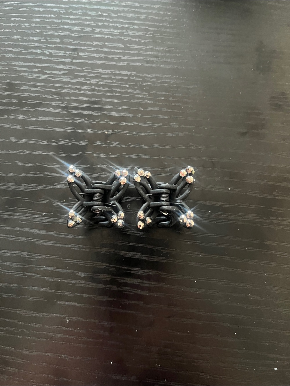 Black Rhinestone Butterfly Mini Claw Hair Clips Set of 2
